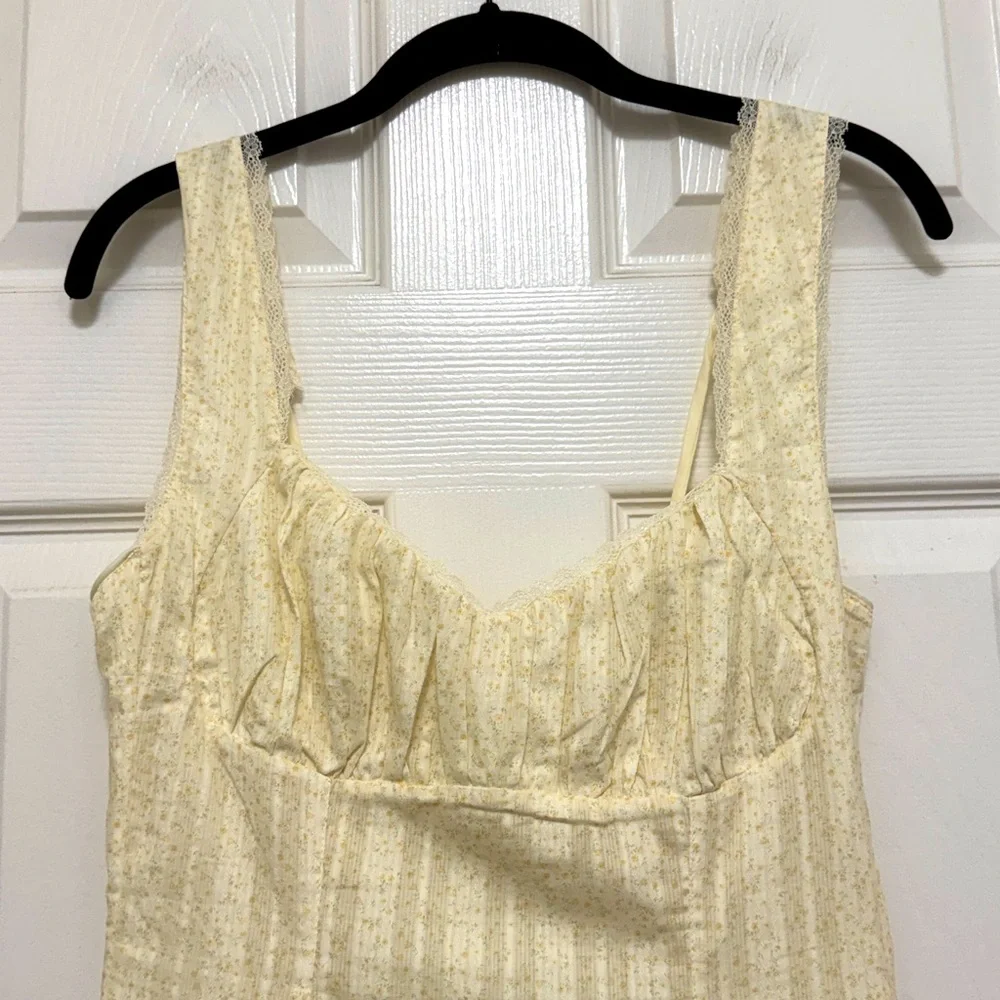 NWT LOUNGE Corset Back Mini Dress in Lemon Floral - Picture 8 of 12